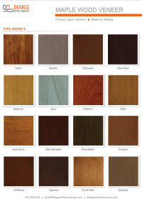 Wood Veneer color chart