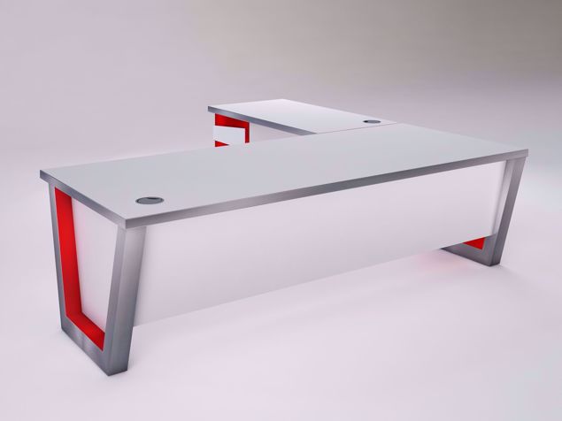 Windsor Modern Executive Desk - white with red accents