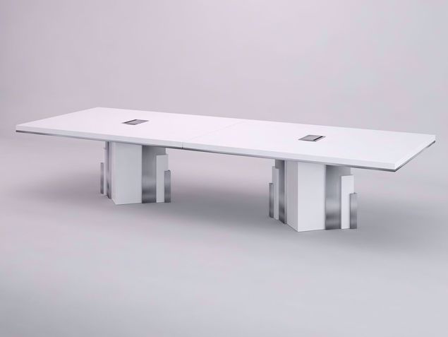Chambery modern conference table with metal edge
