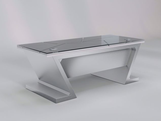 Sydney Modern Executive Desk in brushed aluminum